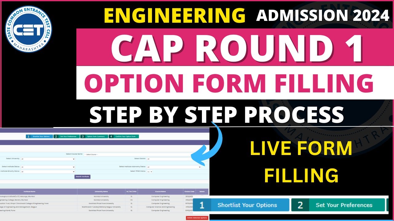 Engineering Cap Round 1 Option Form Filling 2024 | How to Fill Engineering Cap Round 1 Option form