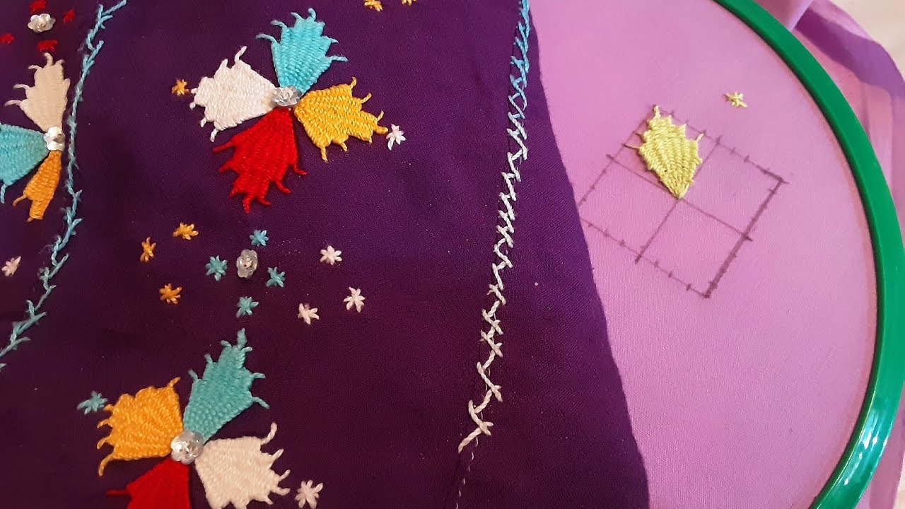 Hand embroideryطرز يدوي على جبة قبائلية للبيت سهل جدا و جميل و سريع للمبتدئات😍