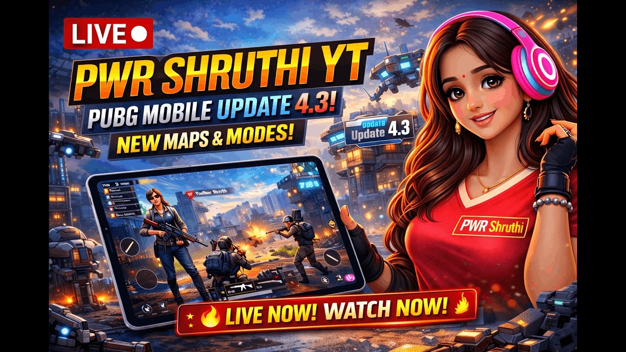 🔴 LIVE 🔥 NEW 4.3 UPDATE RUSH GAMEPLAY 💀 GIRL GAMER DESTROYING LOBBY | PUBG MOBILE #pwrshruthiyt