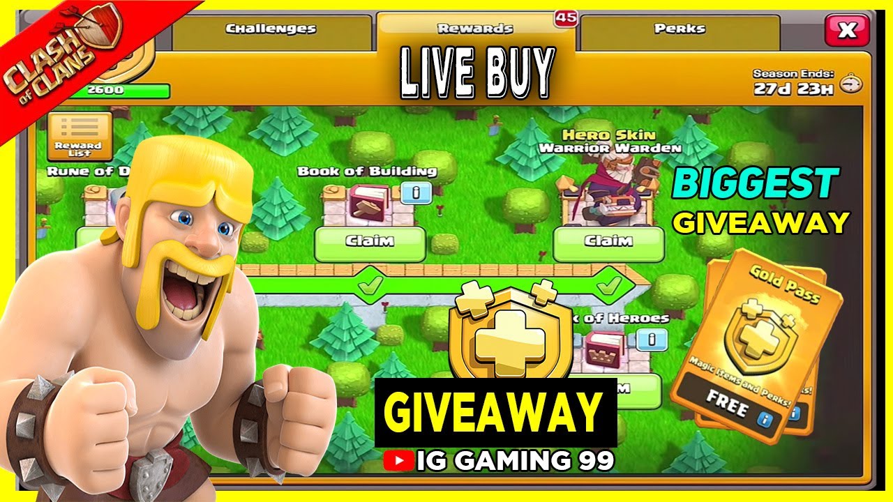 Giveaway - Clash Of Clans February Session Goldpass Giveaway And Live Buy Goldpas|Mega Giveaway 2022