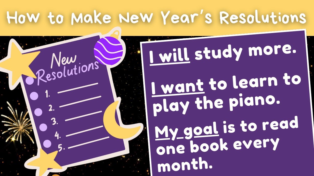 How to Make New Year's Resolutions for Kids Step by Step | English Lesson 🎆