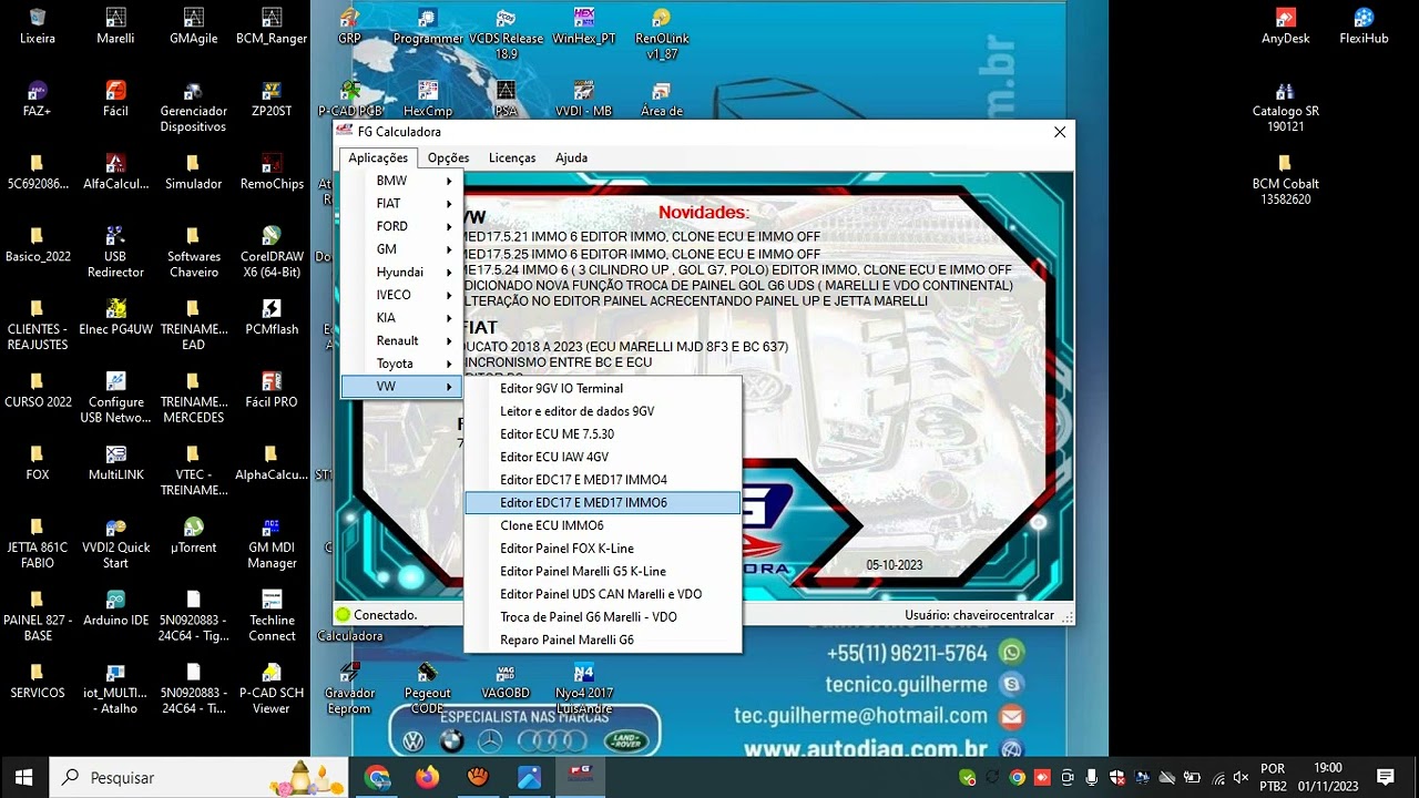 Demonstração FG Calculadora - IMMO 6 WFS5 - Edição x Casamento x Clonagem - ECY CS 16 bytes -