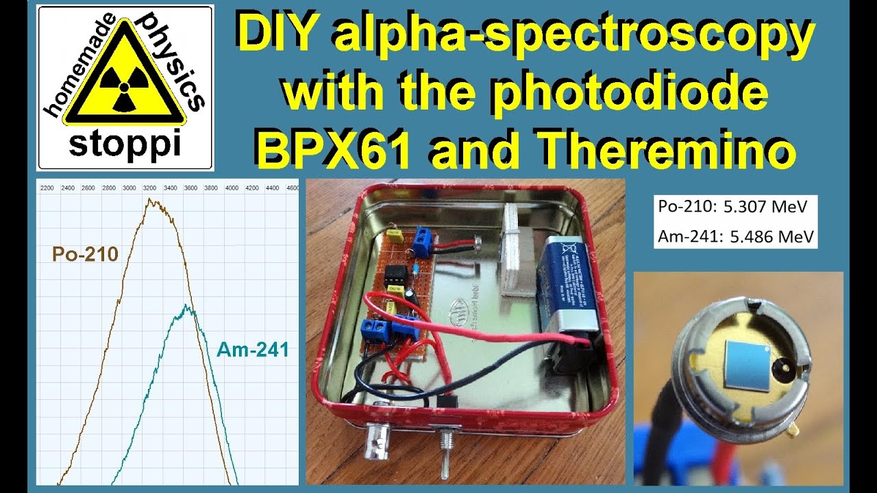 Homemade alpha-spectroscopy with the photodiode BPX61 and Theremino MCA - Alphaspektroskopie
