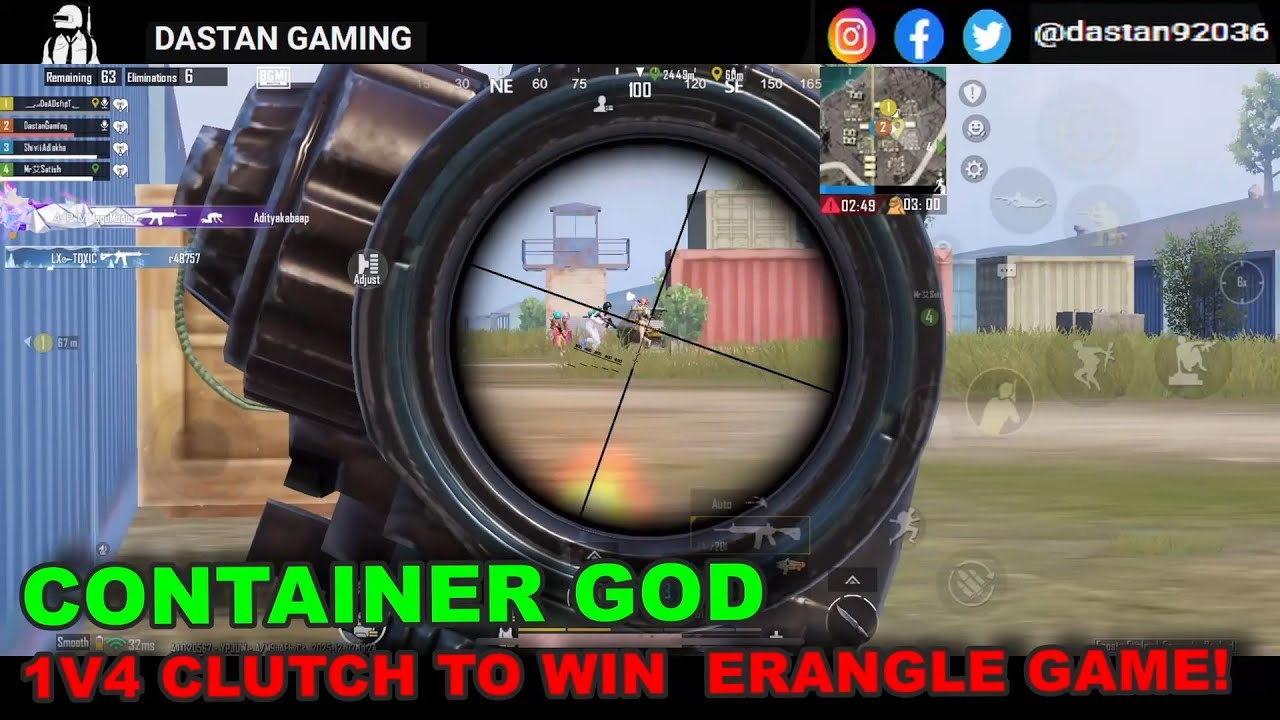 CONTAINER GOD: 1V4 CLUTCH TO WIN THE ERANGLE GAME! #1vs4cluth  #shortrt! #bgmi