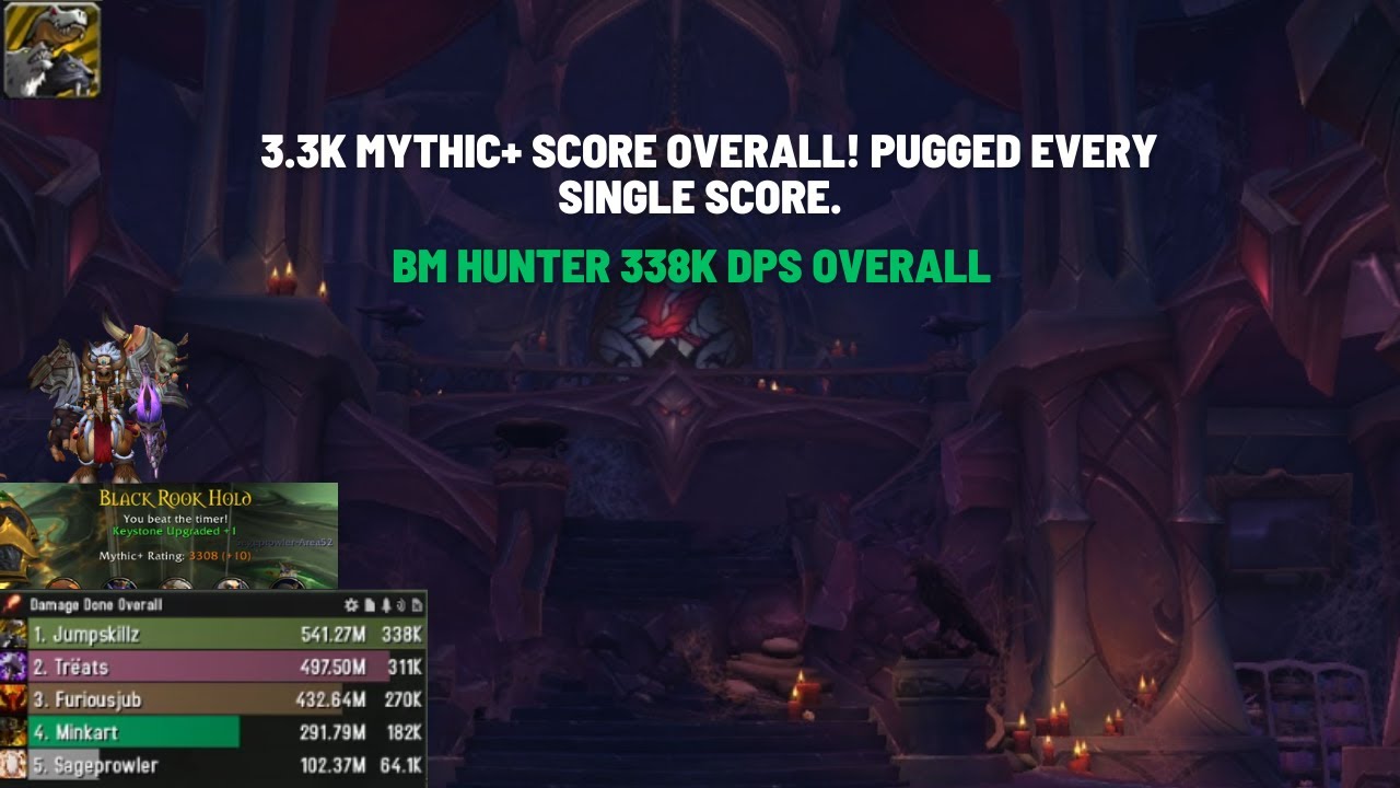 3.3k Mythic+ Score Overall! BM Hunter Pugged Every Single Score.10.2.5 #WorldofWarcraft