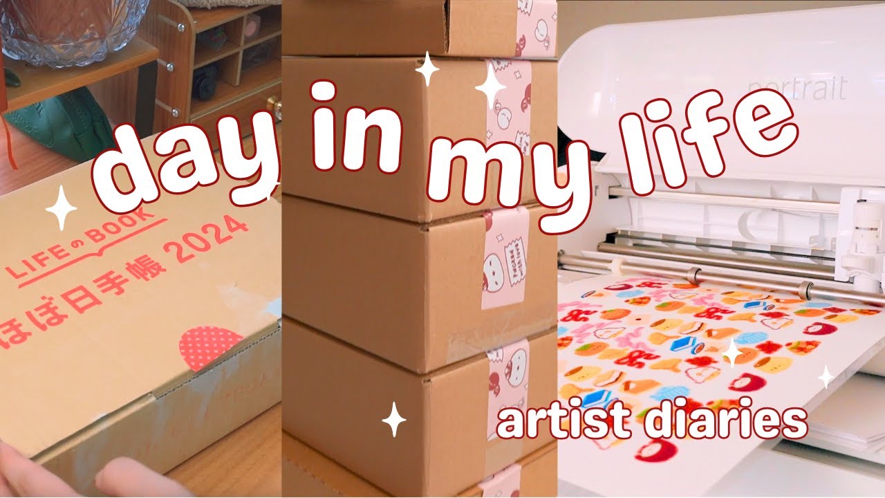 Day in the life of a small art business owner₊˚🖇️✩Unbox Hobonichi haul,  pack orders, sticker sheets