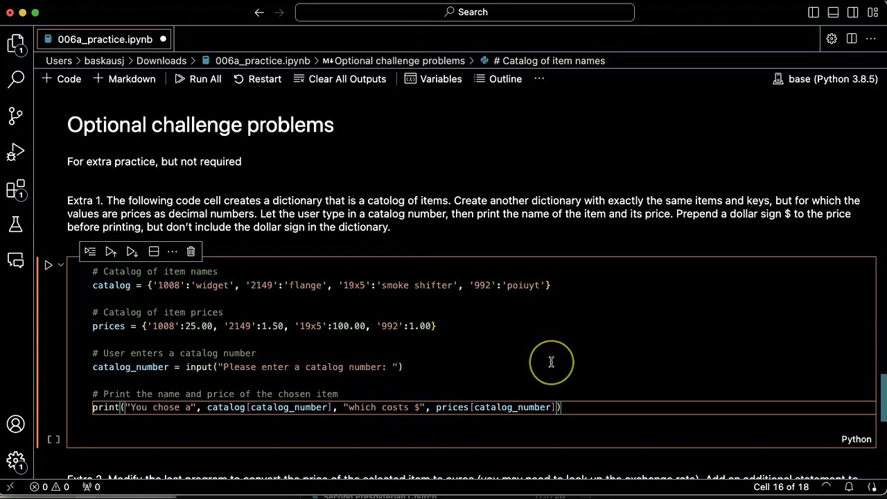Python practice: lesson 006, problem ex1