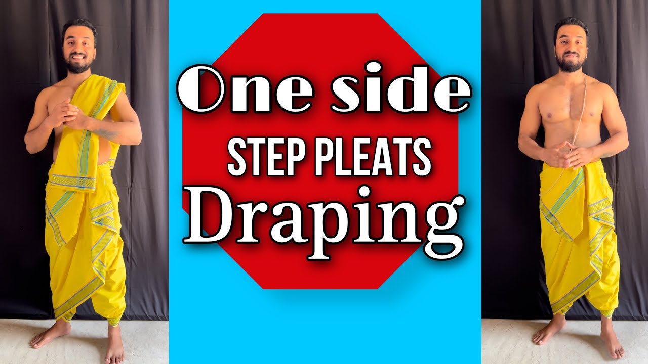 ✅|One side step pleats dhoti draping ||How to wear dhoti || 