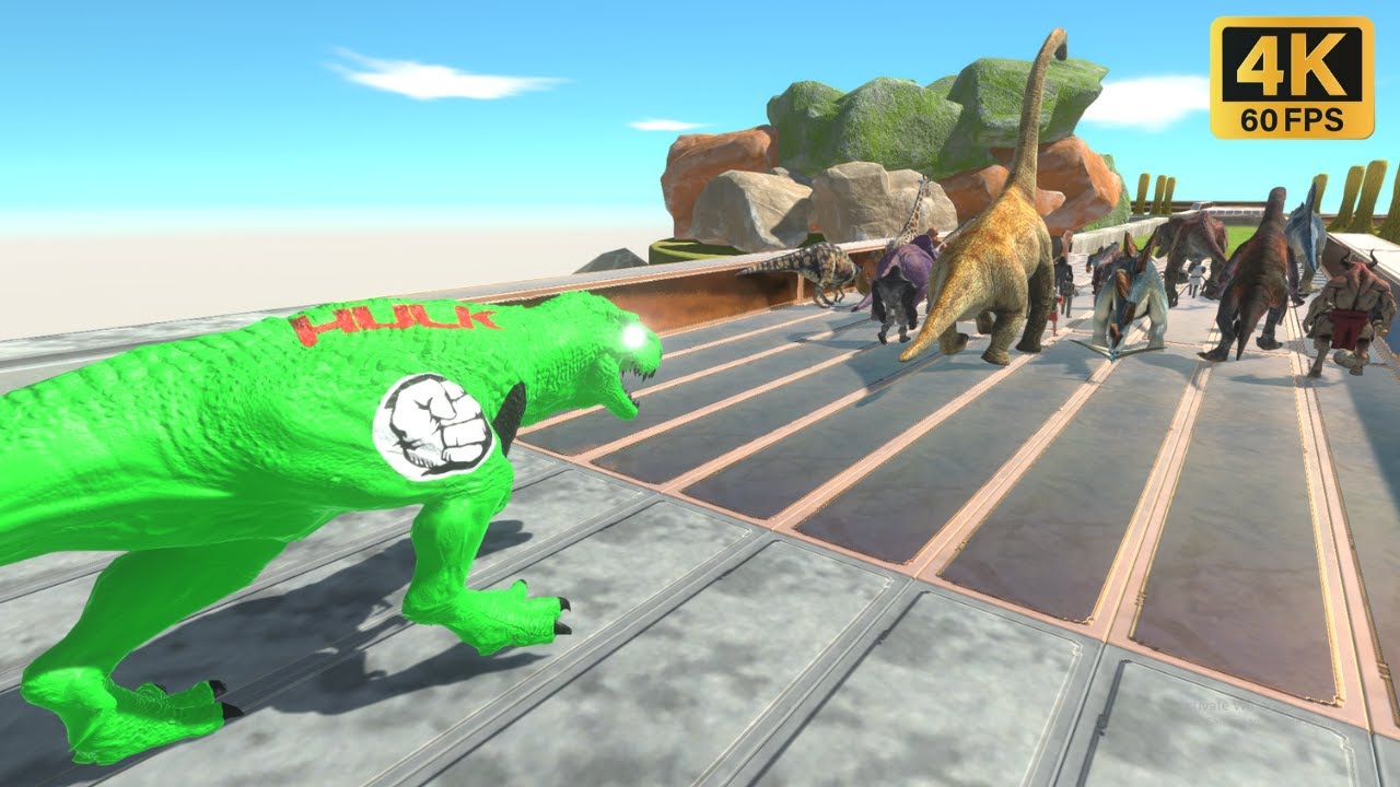 Trying to escape from T-Rex Hulk - Animal Revolt Battle Simulator