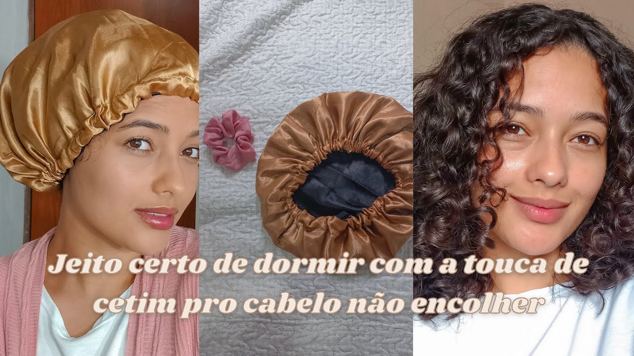 Como colocar o cabelo na touca de cetim pra no day after não encolher o cabelo? | Cachos 3A