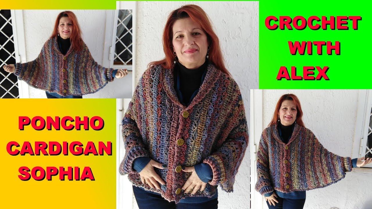 CROCHET COCOON PONCHO CARDIGAN SOPHIA VERY EASY TUTORIAL ANY SIZE ALEX CROCHET