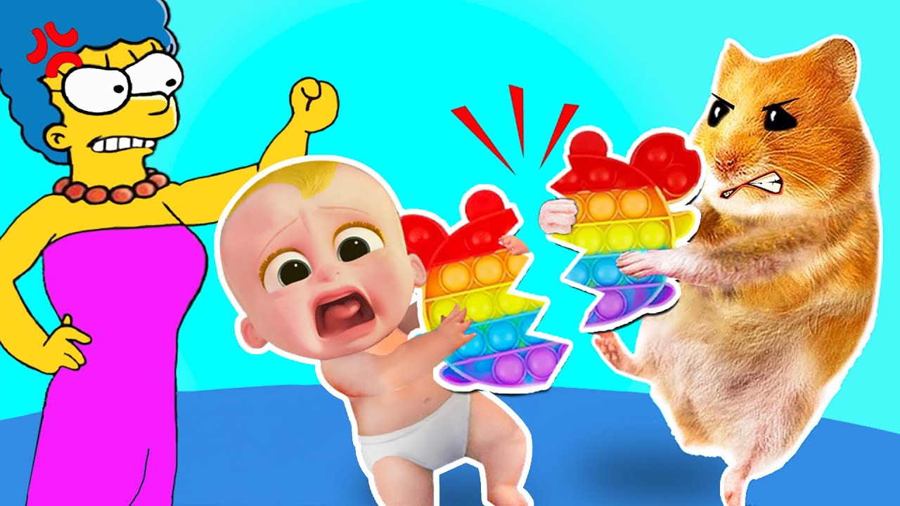 Pop It Battle Between Hamster and Baby Boss in the Supermarket  Mini Hamster Land 🐹🛒🌈