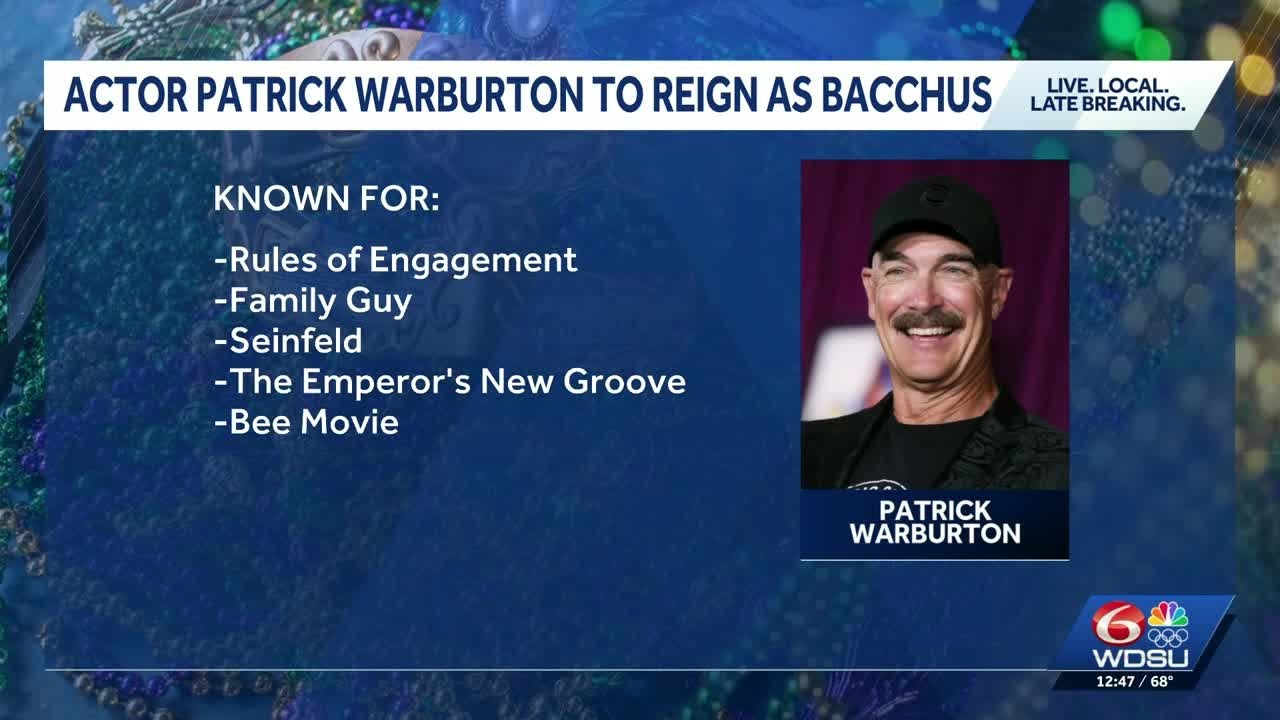 Actor Patrick Warburton will reign as Bacchus