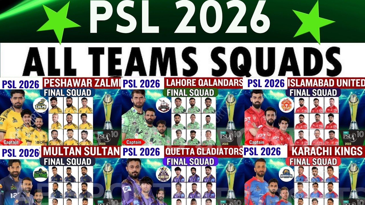 PSL 2026 - Details & All Team Final Squad | PSL Team 2026 Players List | PSL 2026 Schedule & Squad