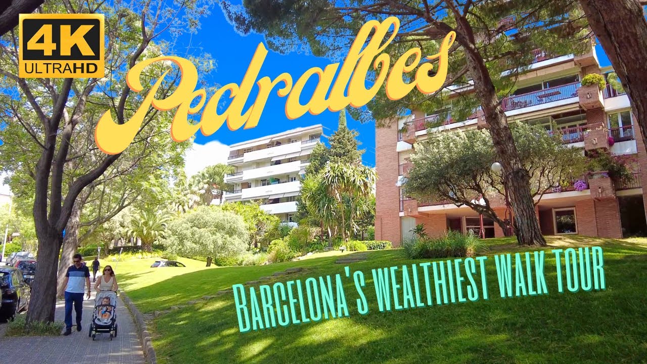 [4K] Barcelona's richest neighborhood Pedralbes full walk tour: Palau Reial, Monestir, villas, Gaudì