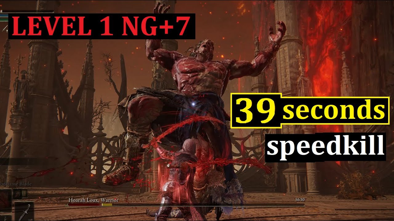 Elden Ring - Level 1 NG+7 Godfrey / Hoarah Loux speedkill [No Damage]