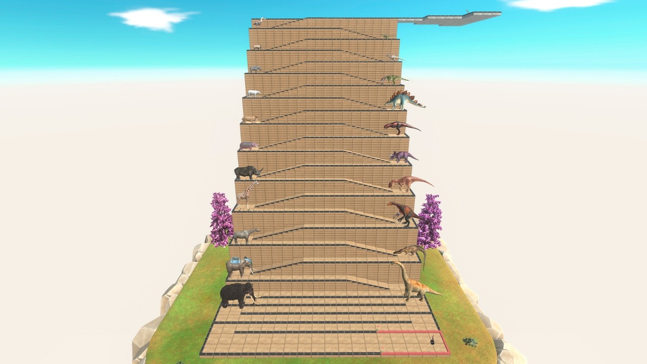 Dinosaurs vs Mammals Zigzag Speed Race - Animal Revolt Battle Simulator