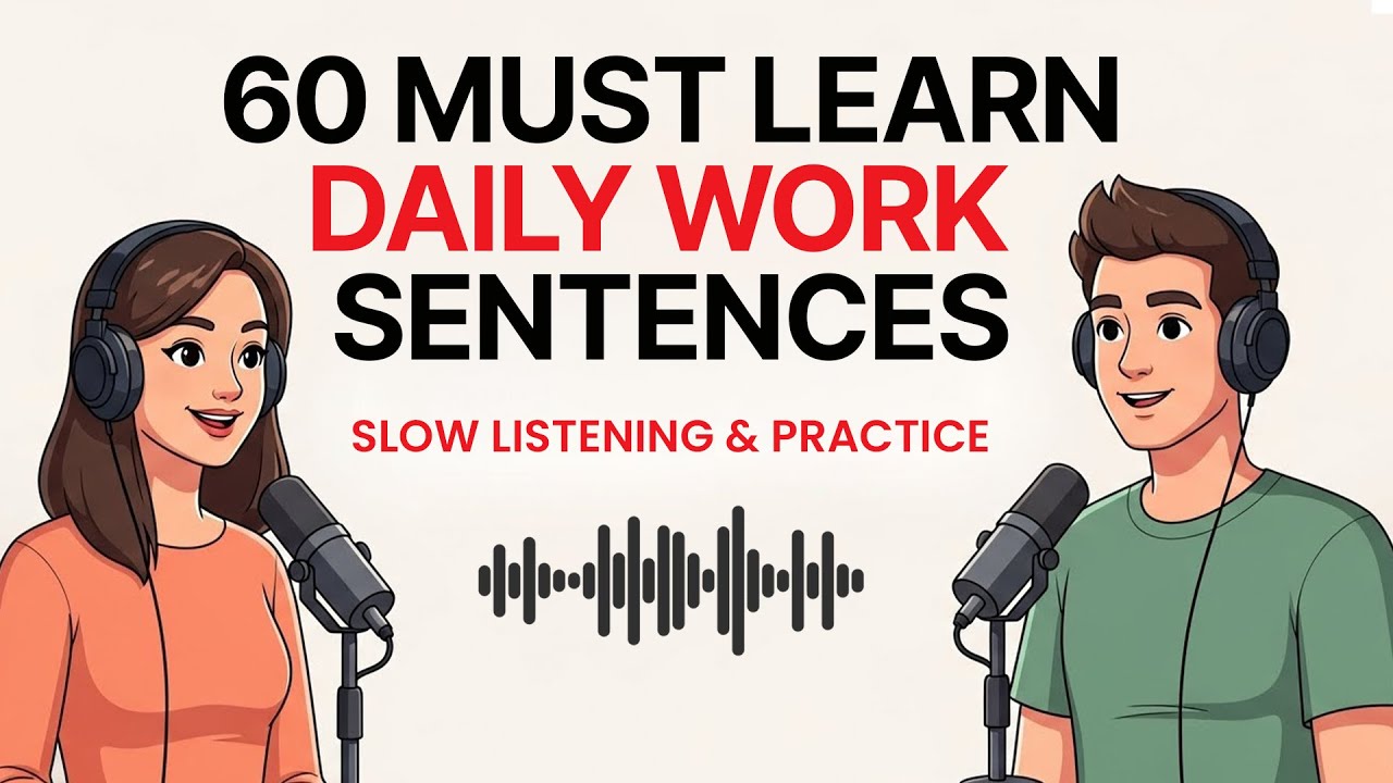 60 Daily Work English Sentences | Slow Listening & Shadowing Practice A1–A2