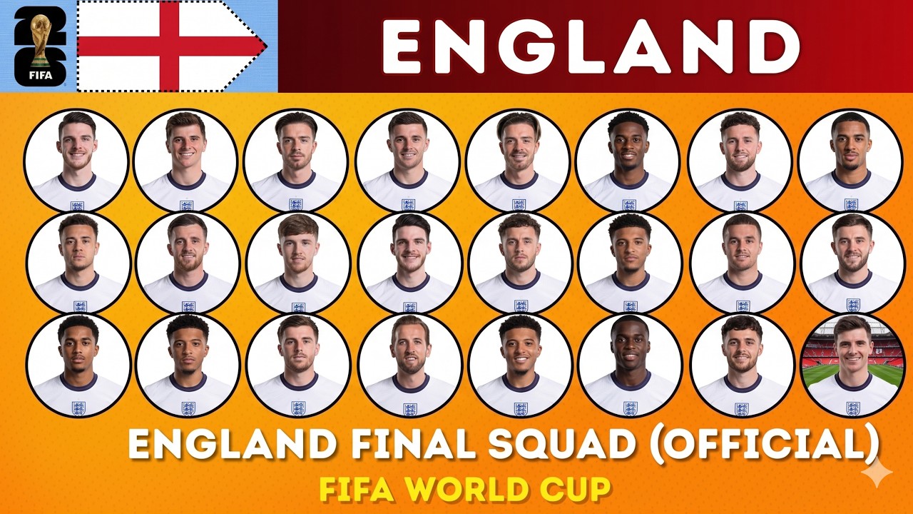 England Final Squad For FIFA World Cup 2026 | England&rsquo;s Official Squad for FIFA World Cup 2026