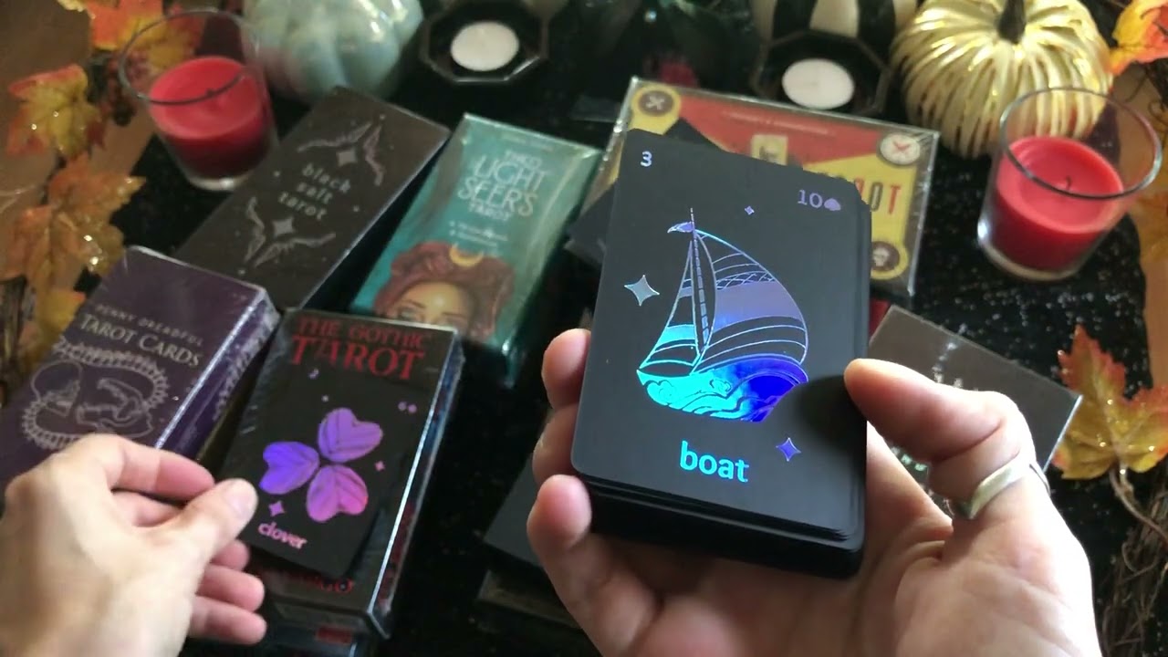 Unopened tarot decks and Black Salt Lenormand unboxing.