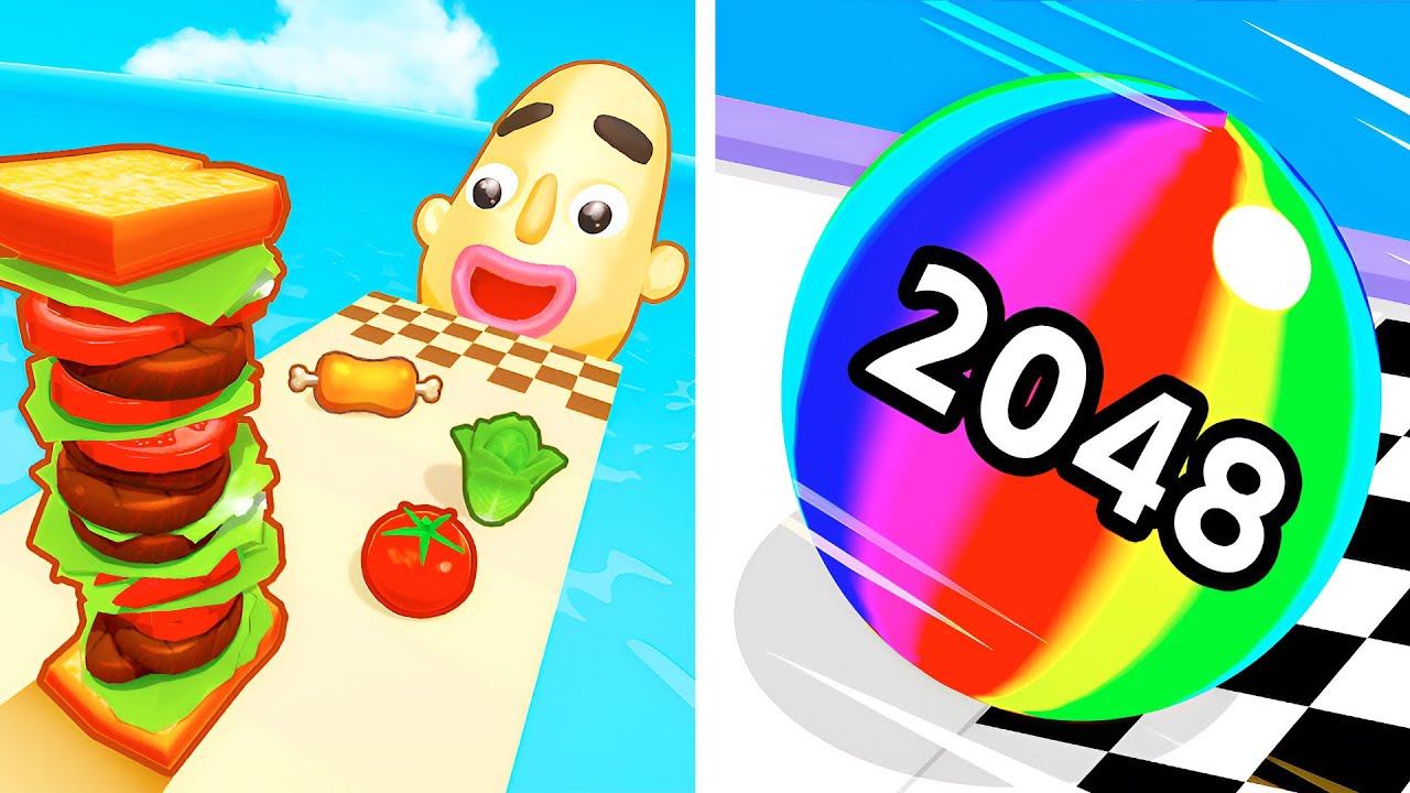 Sandwich Runner VS Ball Run 2048 🥪🔴 All Levels Max Update Walkthrough Mobile NEW Gameplay S6RX