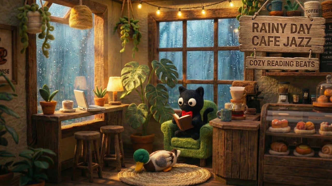Rainy Day Cafe Jazz 🌧️ Cozy Reading Beats & Relaxing Coffee Shop Ambience