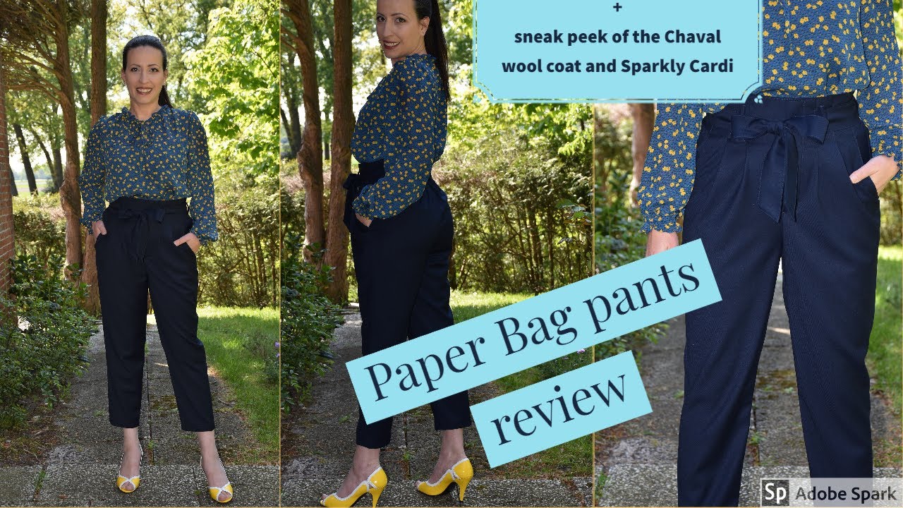 Paperbag waist pants review (muslin and adjustments) and sneak peek of #woolcoat and fuzzy #cardigan