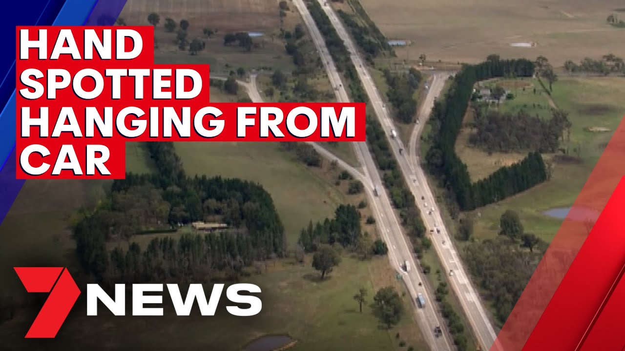 Hand seen protruding out of car on Hume Highway travelling between Pheasants Nest & Berrima | 7NEWS