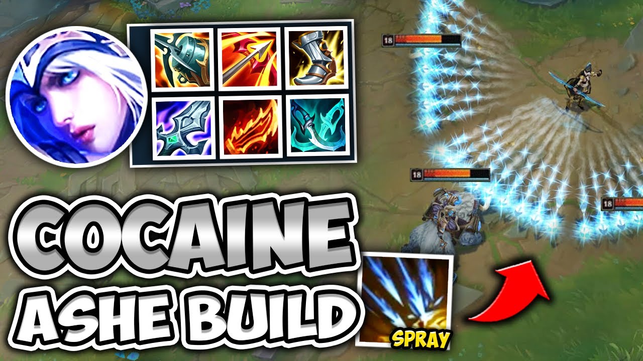 COCAINE ASHE SPRAYS ARROWS EVERYWHERE!! (4.0 ATTACK SPEED) - League of Legends
