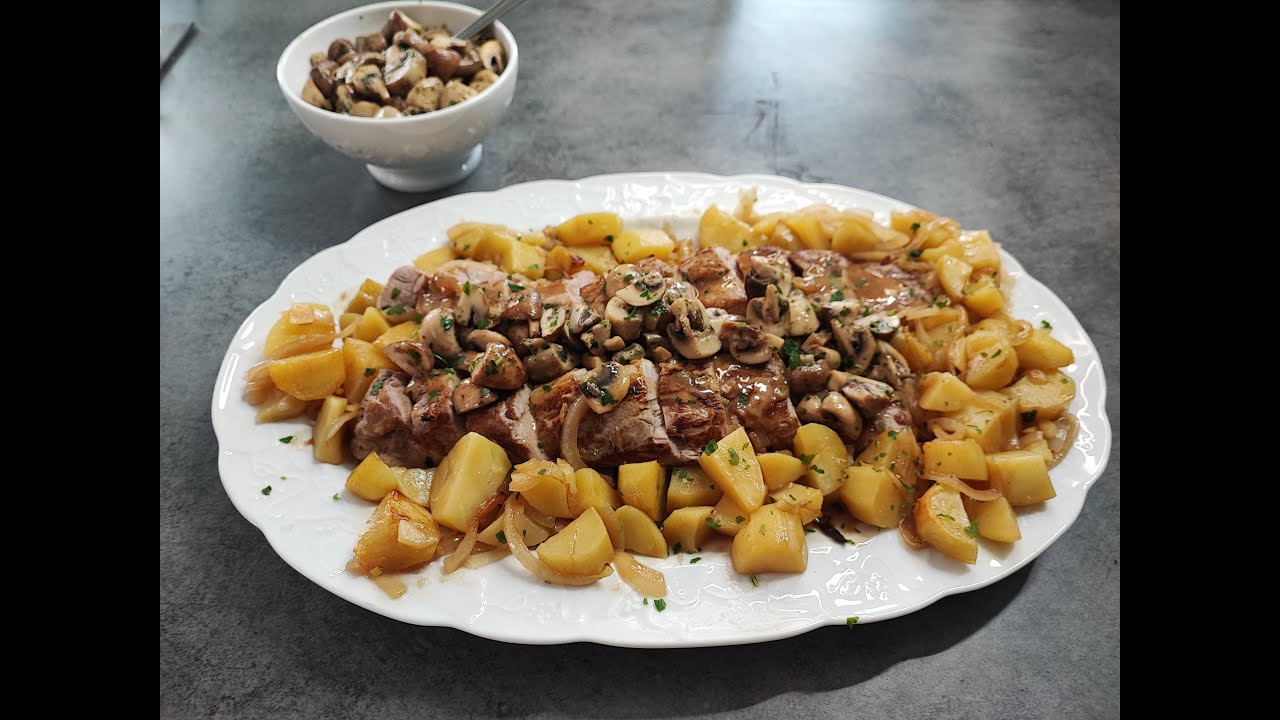 filet mignon de porc aux champignons et pomme de terre