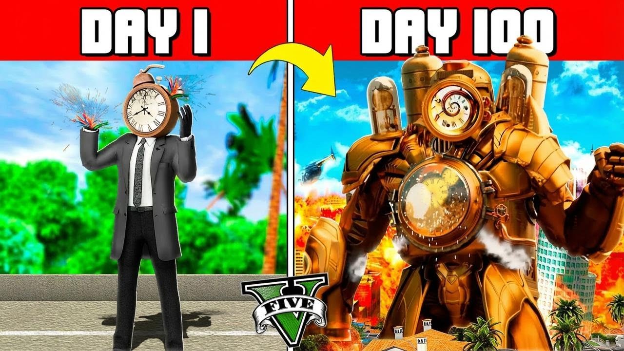 I Survived 100 Days as CLOCKMAN in GTA 5! (Skibidi Toilet Mod)