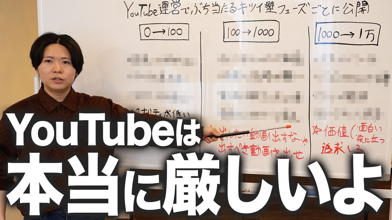 YouTubeのキツい壁をフェーズごとに公開します【0▶︎100・100▶︎1000▶︎・1000▶︎1万】