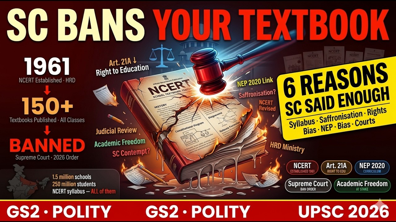 Supreme Court BANS NCERT Textbook #SupremeCourt #NCERTControversy #UPSC #currentaffairs2026