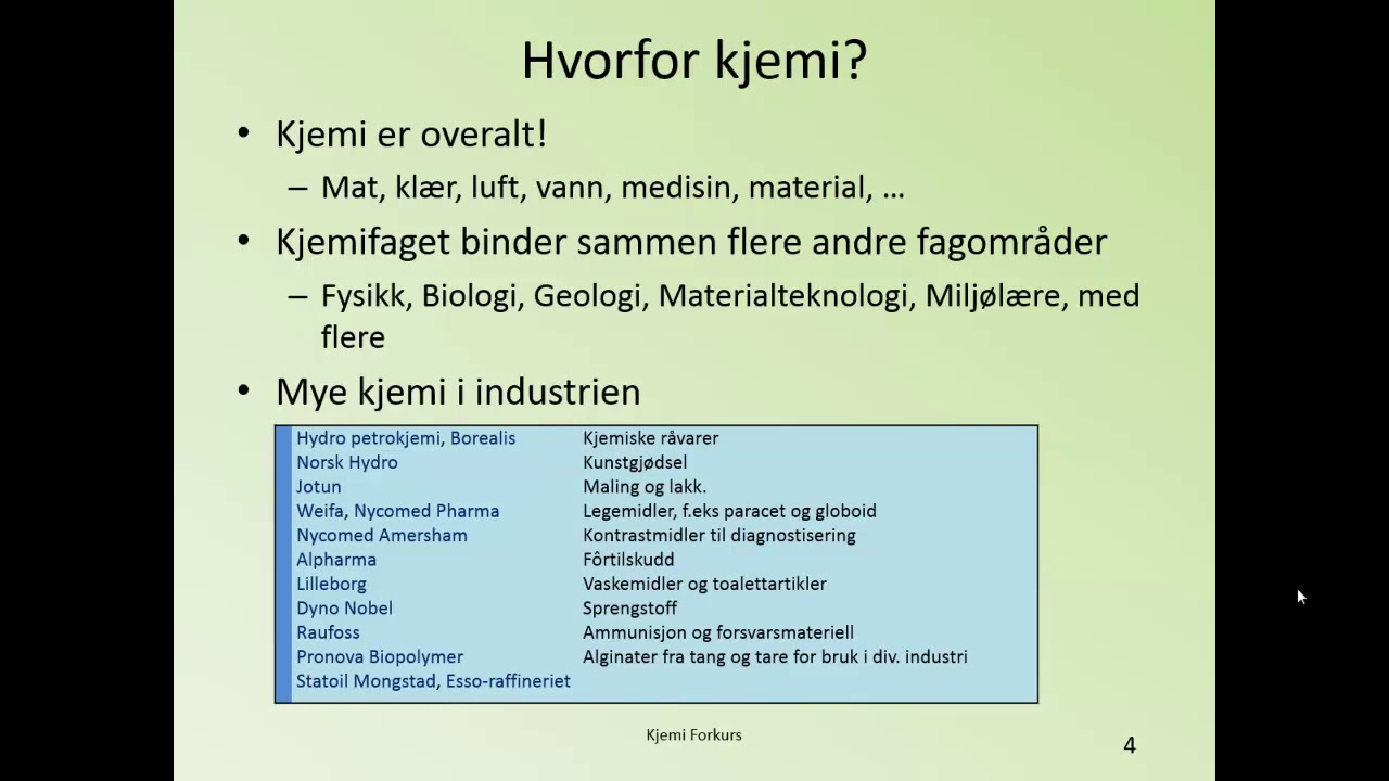 Kjemi Forkurs - 1 - Introduksjon