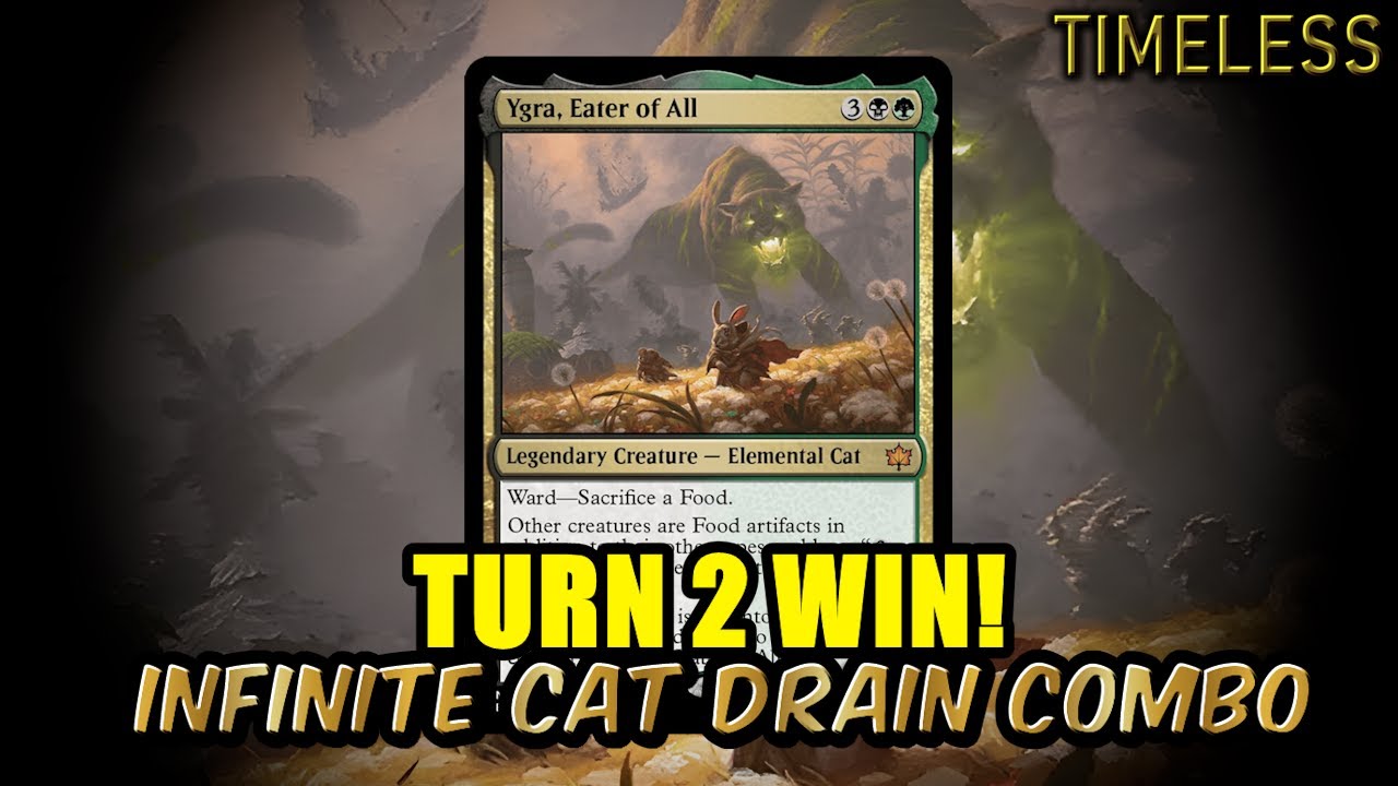Insane Turn 2 Win! Ygra Infinite Cat Drain Combo! | Timeless BO3 Ranked | MTG Arena