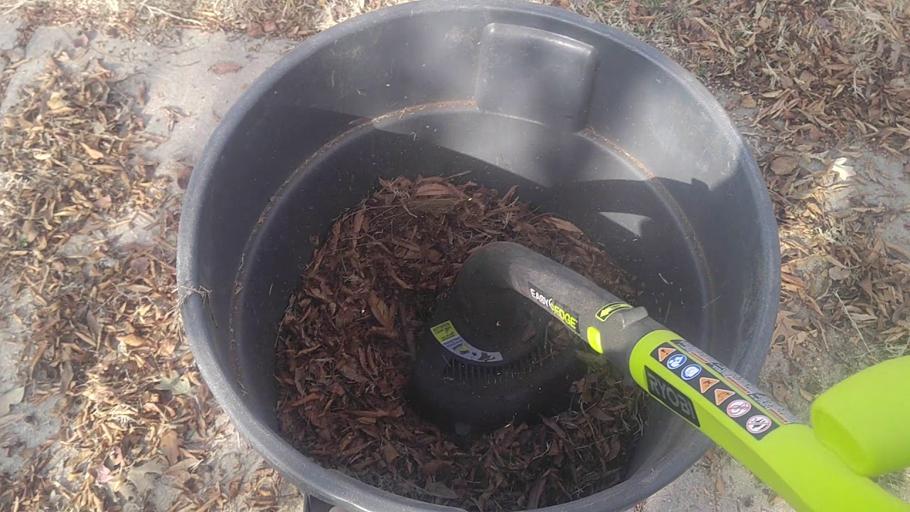 Shred leaves with an edger