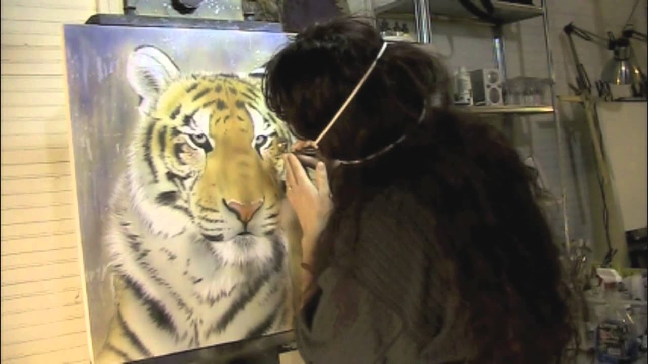Airbrush Tutorial: Tiger Wildlife Stencil Harder & Steenbeck Airbrush Anleitung