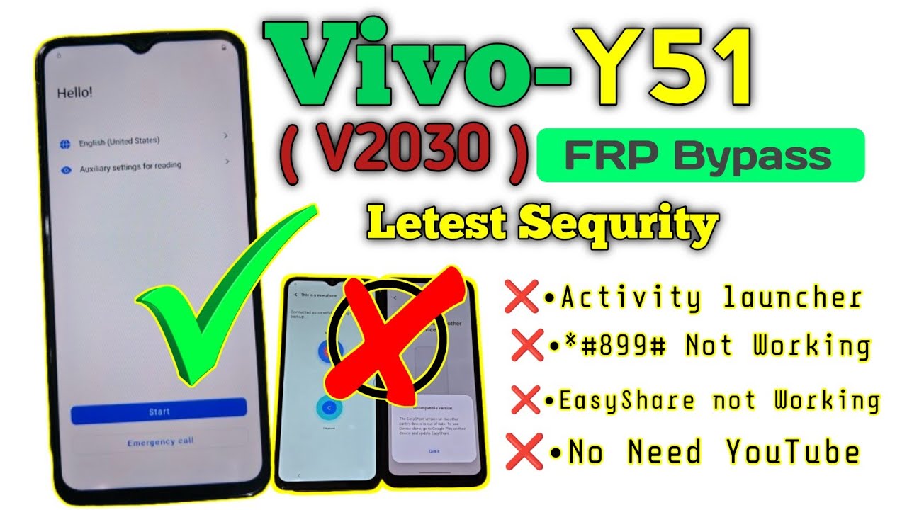 Vivo Y51 (V2030) Android 12 Frp Bypass | Vivo Y51 Google Account Remove New Method 💯