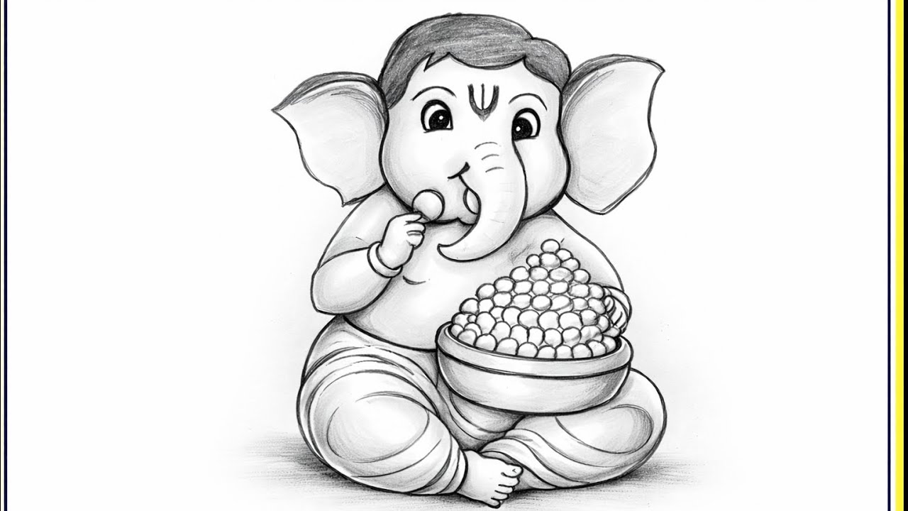 How to draw Baby Ganesha✏️ | Easy Bhagwan Sketch Step by Step | Bal Ganesha Art #howtodraw  #art