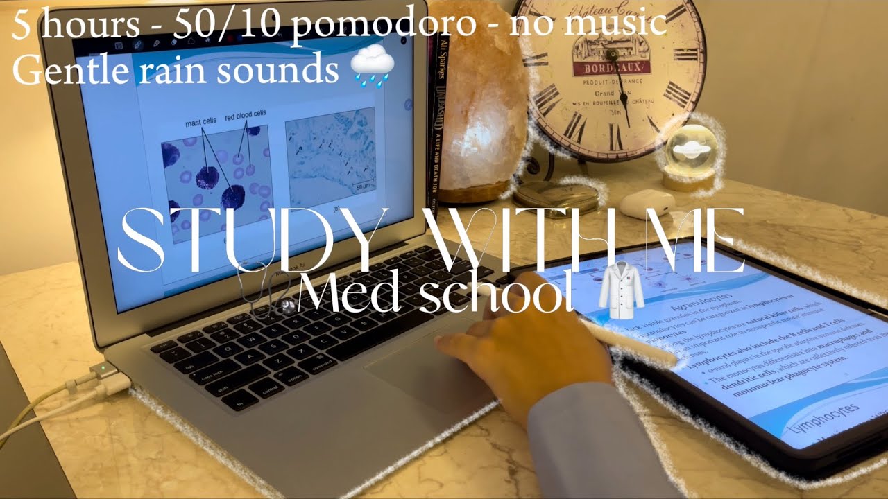 Study with me 5 hours 🩺 | med school - 50/10 pomodoro - no music 