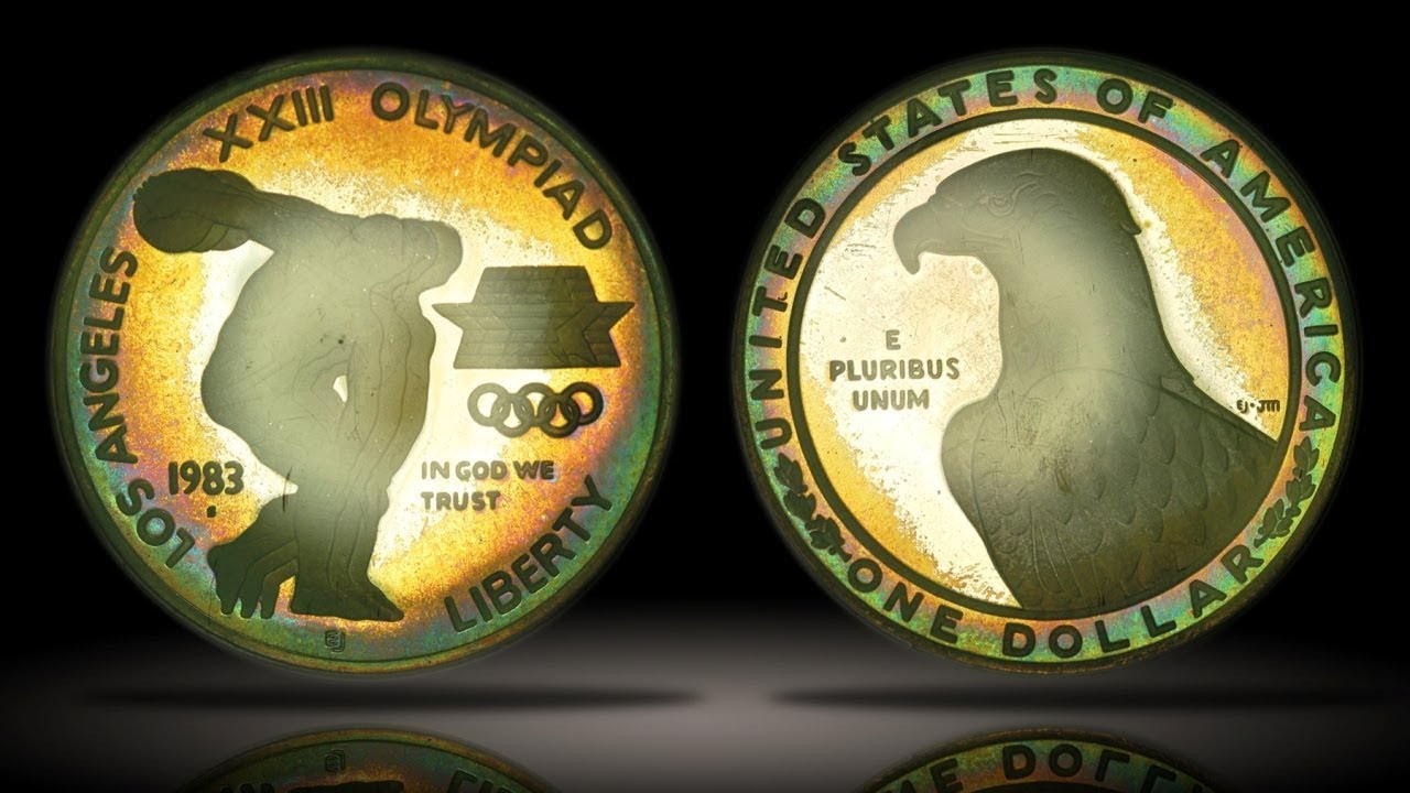 1983-S Toned Proof Los Angeles Olympics Commemorative Silver Dollar PCGS PR67DCAM