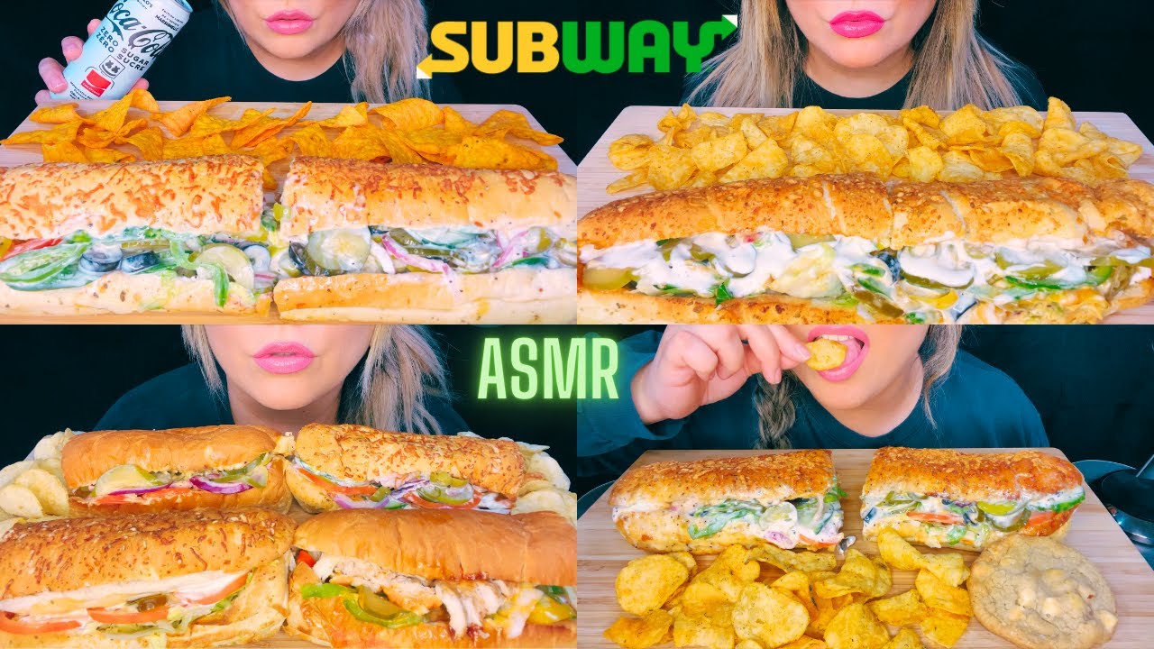 ASMR Subway Footlong Sandwiches Mukbang! | SATISFYING EATING SOUNDS
