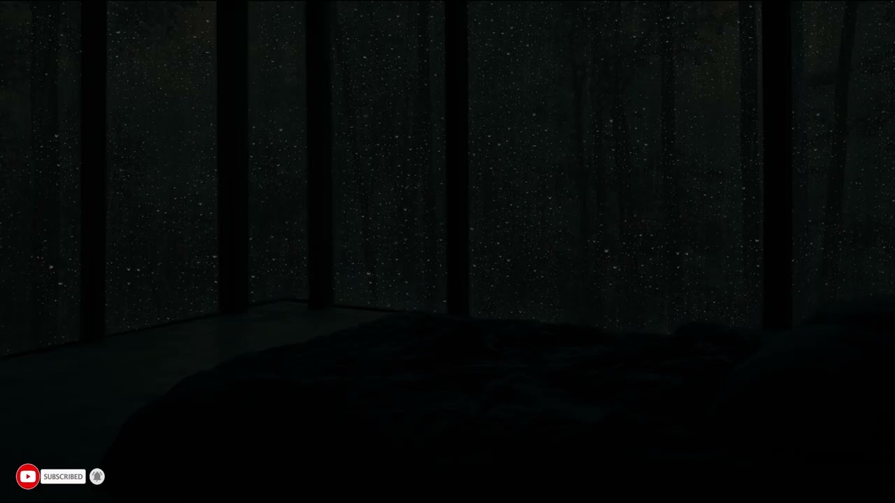 Dark Room Ambience With Endless Rain Outside The Window On A Quiet And Moody Night