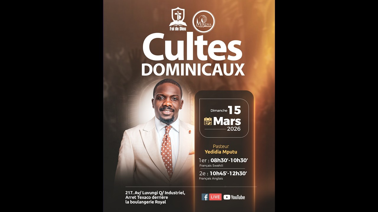 CULTES DOMINICAUX -  Pasteur Yedidia MPUTU