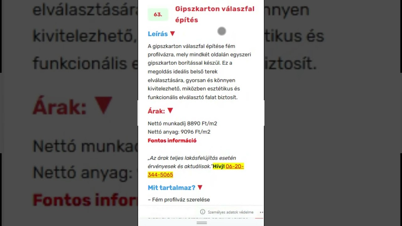 👉 Gipszkarton válaszfal építés - árlista: 