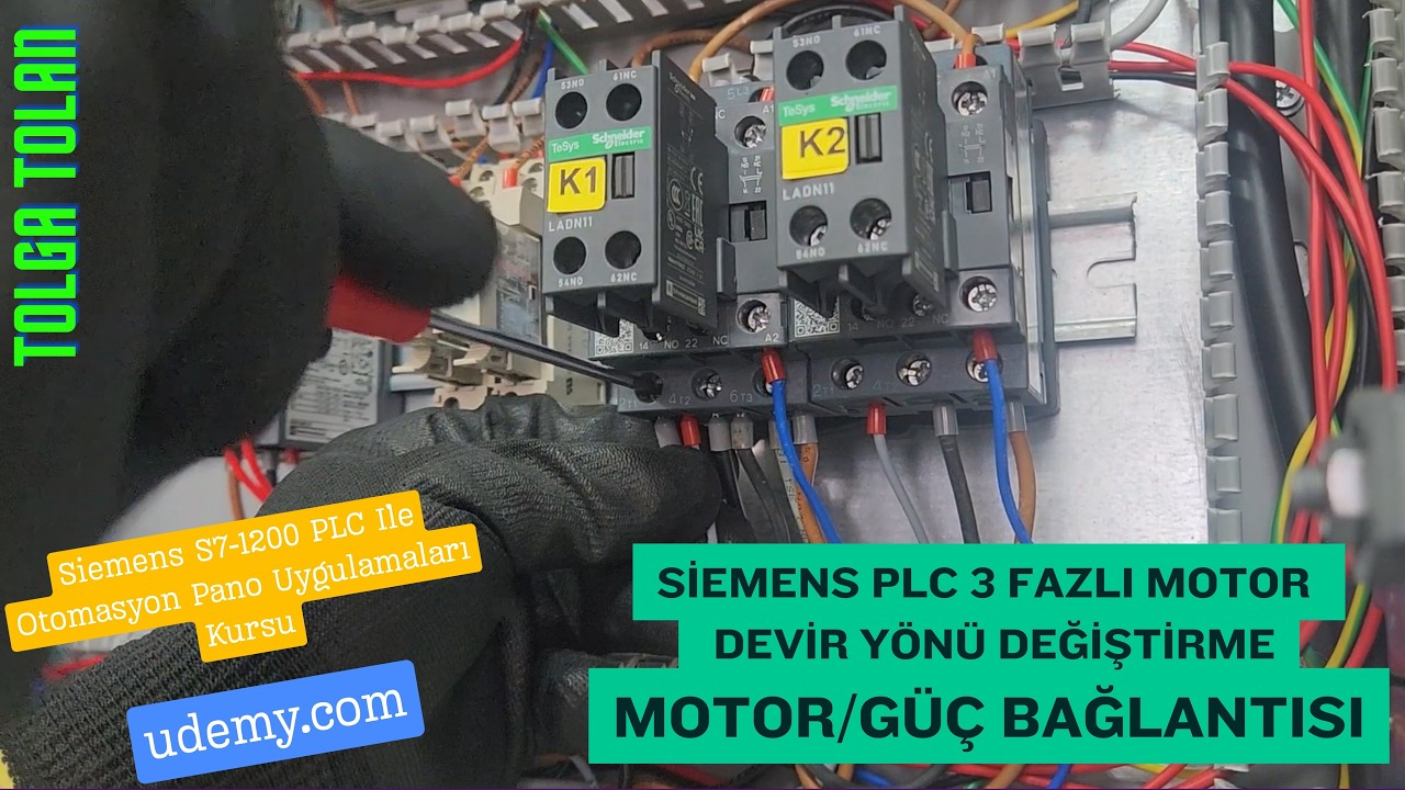 👍3 Fazlı Motorun Devir Yönü Değiştirilmesi Siemens PLC Motor/Güç Bağlantıları
