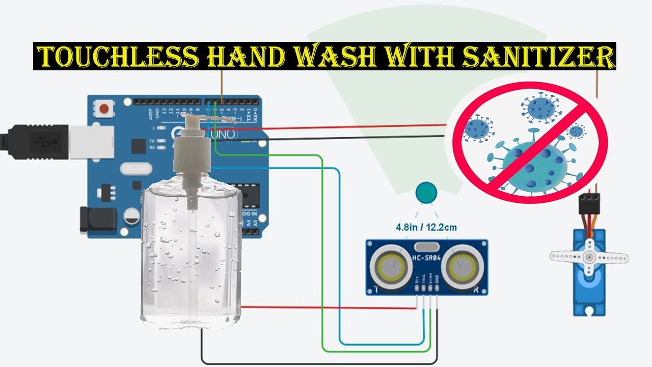 Arduino Controlled Touchless Hand Sanitizer using HC SR04 Ultrasonic Sensor