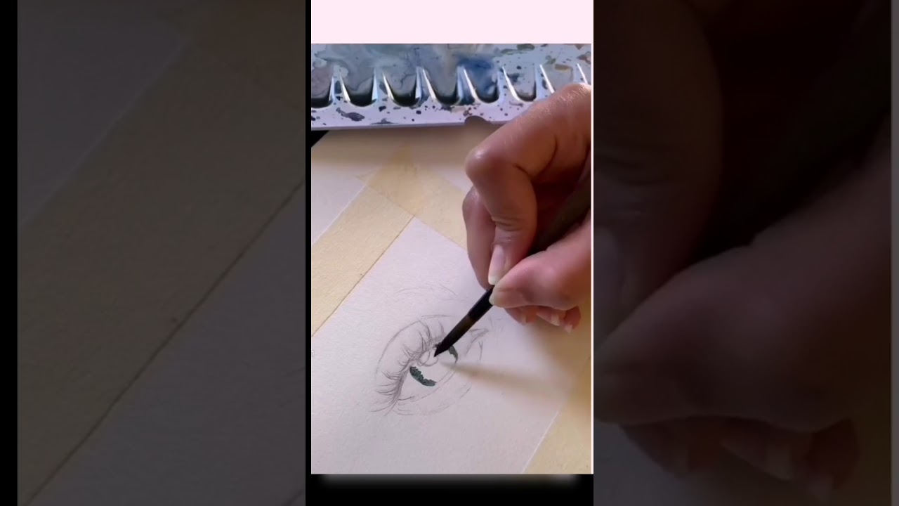 رسم عين بالالوان المائيه 