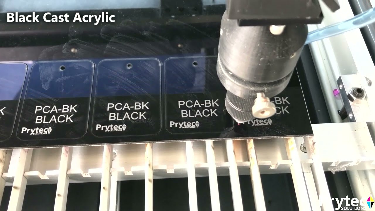Prytec CO2 Laser Innovatively/Creatively Cut & Engrave Cast Acrylic in Black, Clear & Green Colour
