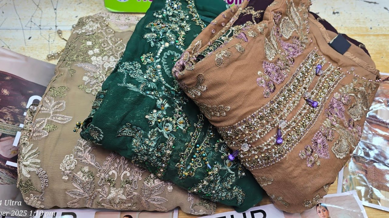 NOOR'S LEHR Shiffon Fabrics 2025 Dhamaka UnStich Three-piece Collection ||Original Pakistani💯🇵🇰